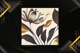 Gold & Black Floral Portrait — Luxury Wall Art Print
