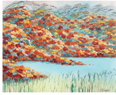 Colorful Flowers by Lake — Art Print
