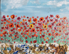Colorful Flowers by Lake — Art Print