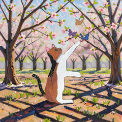Cat Playing with Butterflies — Art Print