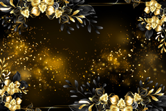 Gold & Black Floral Portrait — Luxury Wall Art Print